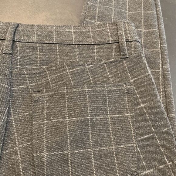 LOFT Women's Plaid Mid-Rise Flat Front Skinny Ankle Pants Gray White Size 4 - Picture 3 of 8